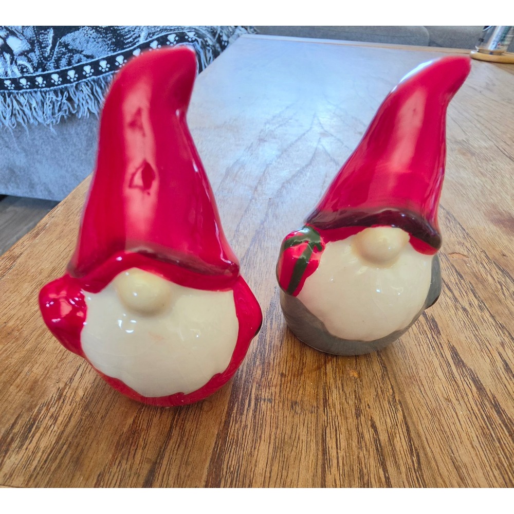 Ceramic Dolomite Christmas Gnome Salt and Pepper Shaker Set